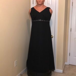 Ladies’ Evening Gown, Black w/ Beaded Empire Waist